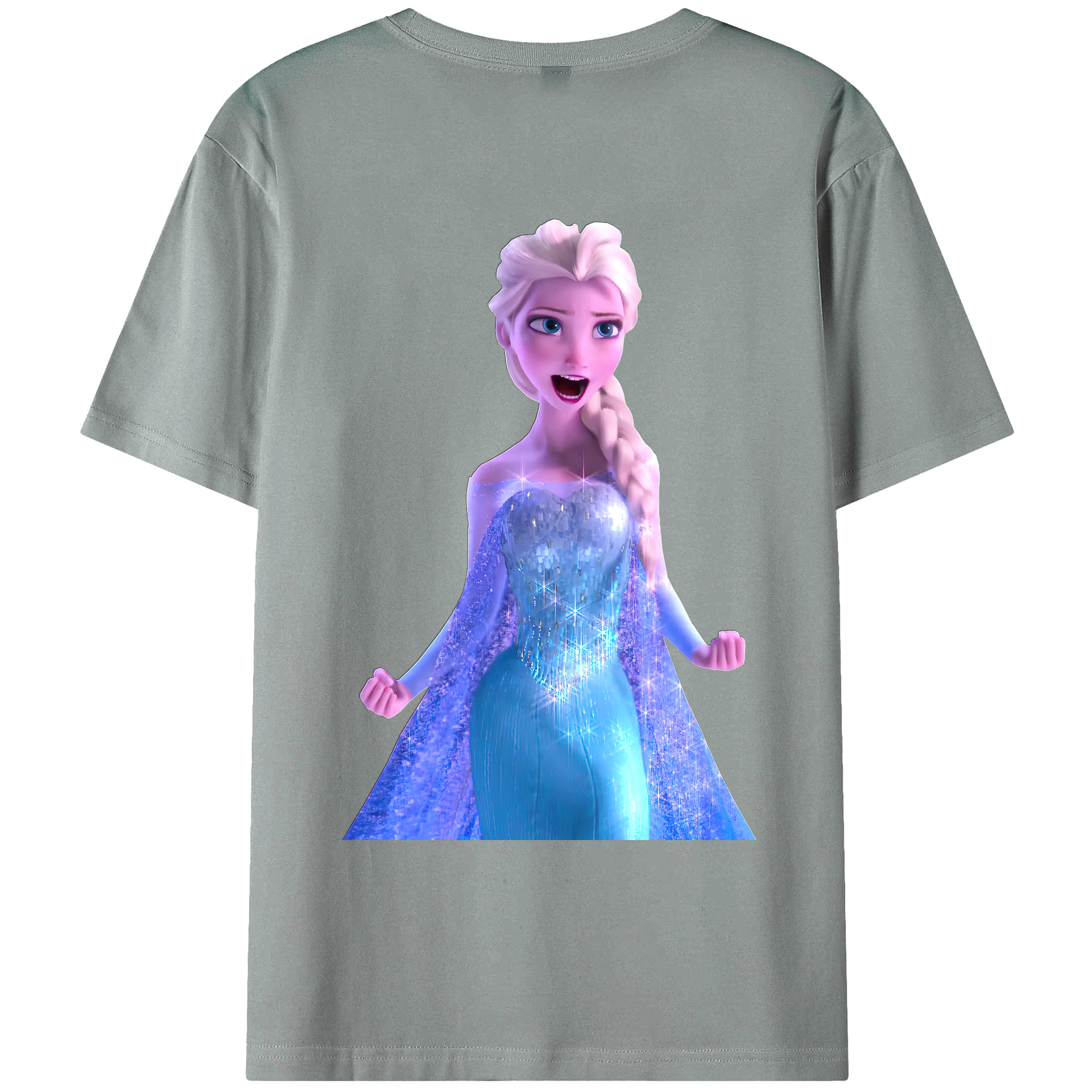 （画像用） アナと雪の女王 アンナ エルサ Frozen Anna Elsa 綿100％ メンズ半袖Tシャツ（バックプリント） 通気性